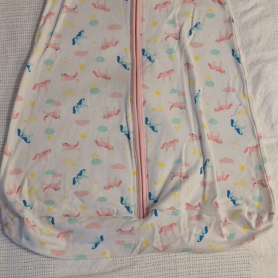 Saco de dormir Carter's mediano 6-9 meses rosa unicornio algodón cremallera Foto 3 de 4