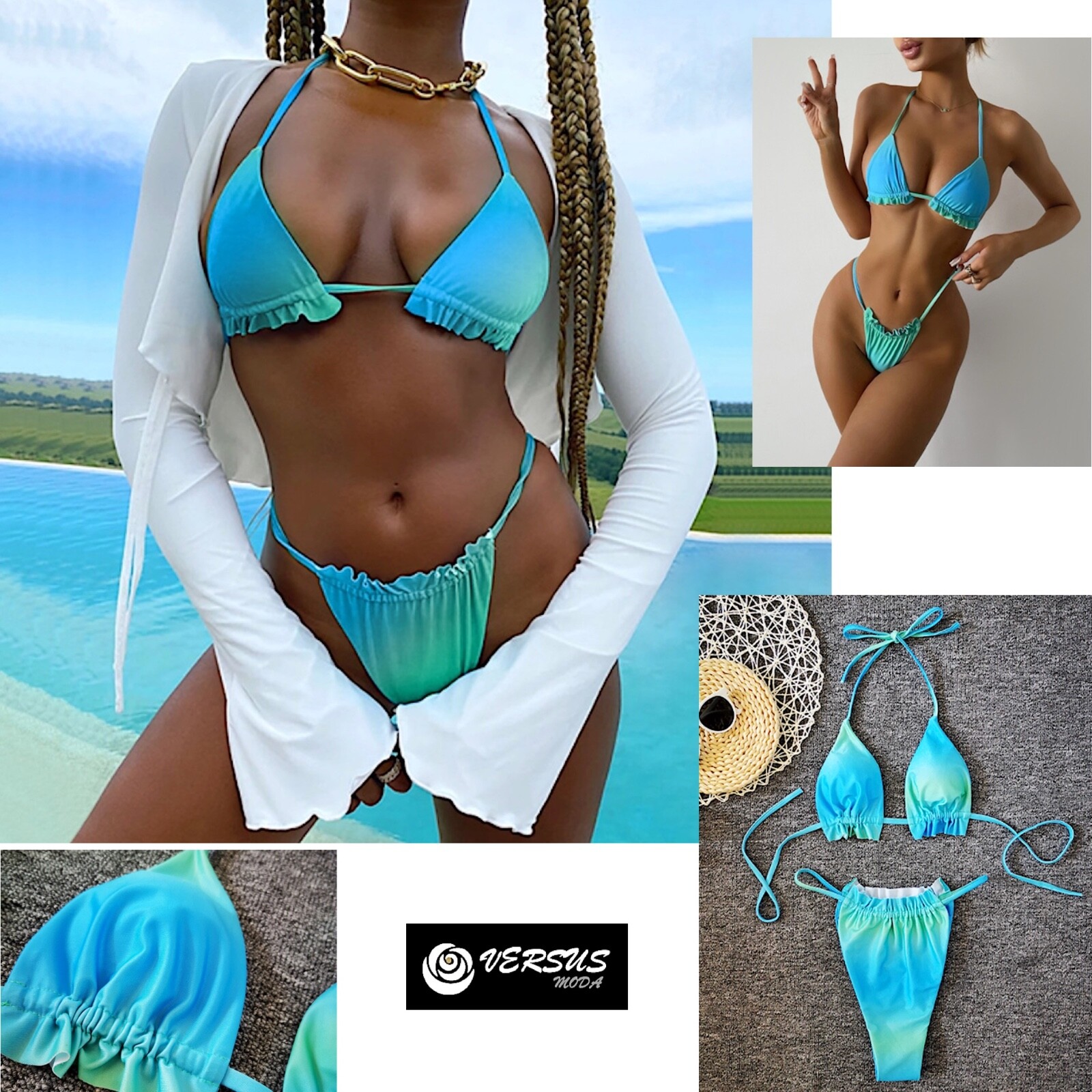 Image 01 - Femme Bikini Brésilien Floral 2 Pièces Triangle Femme Maillot de Bain 550151