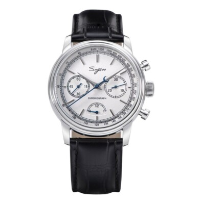 Sumess Chrono Master S438 Mechanisch Stahl Chronograph Leder Blau Herrenuhr