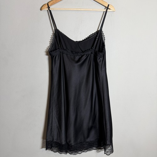 Steve Madden Veera Lace Trim Slipdress Mini Dress Women's Medium Black Satin NWT - Picture 10 of 13