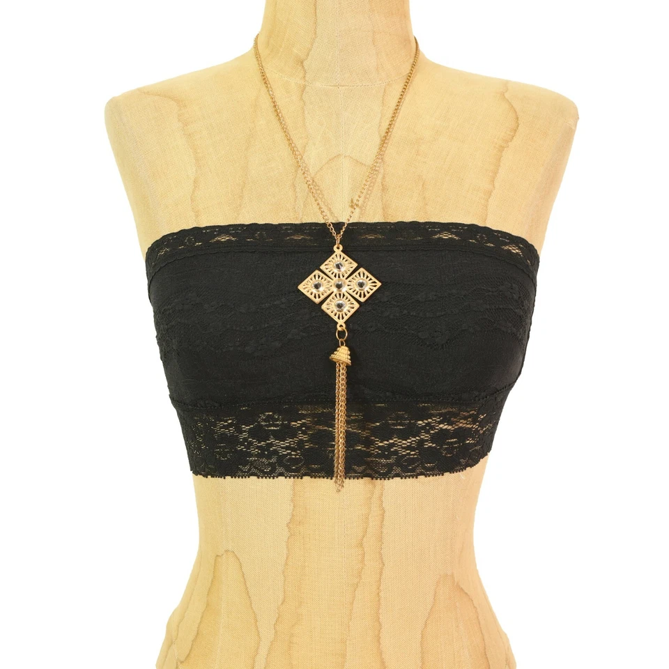 Free People Scallop Lace Bandeau Bralette Size XS Unpadded Black Bra NWT B25 - Image 3 of 4