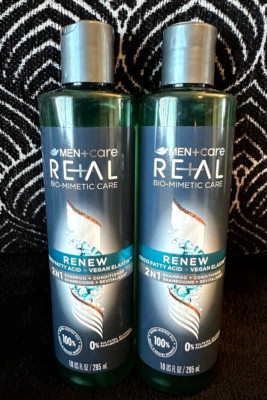  2pk DOVE MEN + CARE REAL BIO-MIMETIC CARE RENEW SHAMPOO + CONDITIONER 10oz LOT
