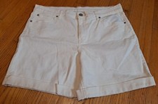 Eddie Bauer Womens Shorts 12 Boyfriend Off White Denim Casual Stretch Cuffed