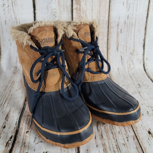 Khombu Womens Tan Cold Weather Winter Boots Shoes 9 Medium Fur Lined Steel Shank - Picture 2 of 9