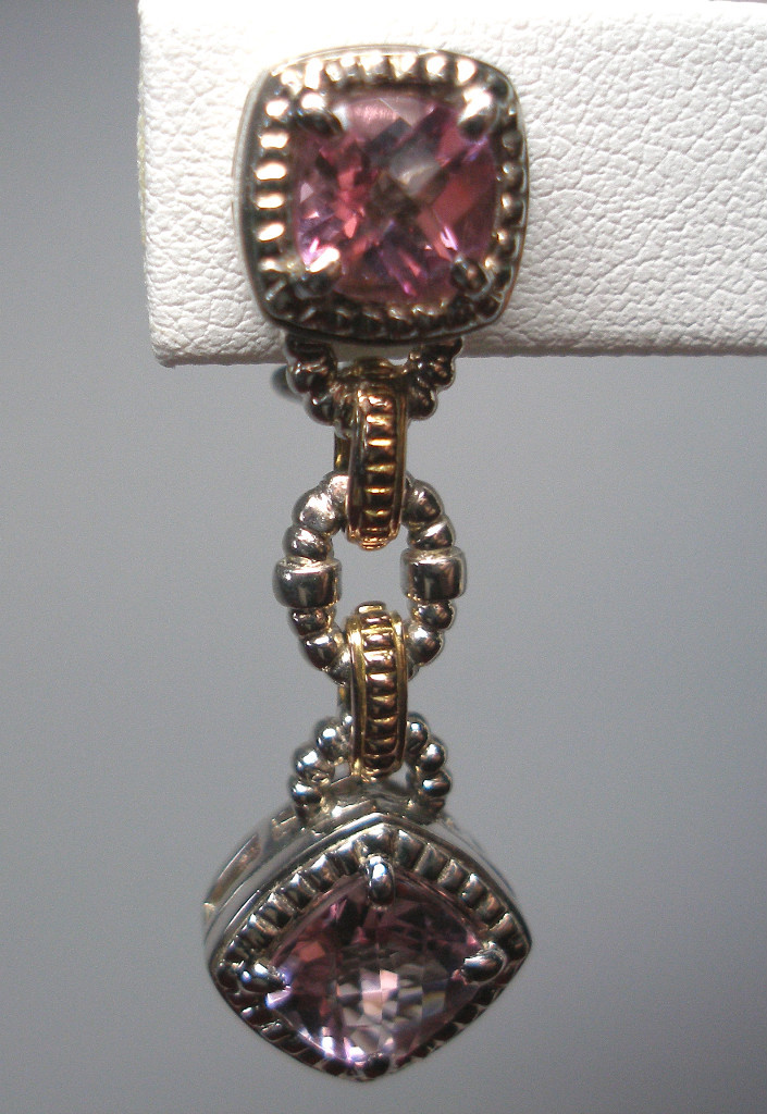 Boucles D'oreilles Charles Krypell 14KT/925 Avec Topaze Rose - Authentiques, Neuf Avec étiquettes