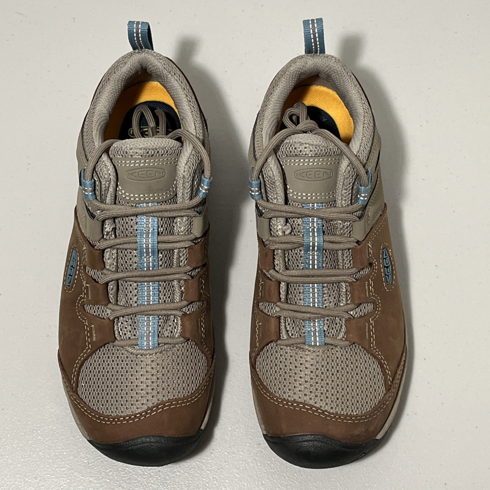 Keen Steens Vent 1022752 scarpa da trekking impermeabile donna 8 pelle marrone blu usata in ottime condizioni!