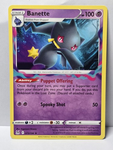 Banette 73/196 Lost Origin Regular Rare Pokemon Card Pokémon TCG 073 2022