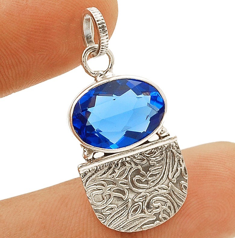 5CT Natural Kyanite 925 Sterling Silver Pendant Jewelry 1 1/4" Long @9-6