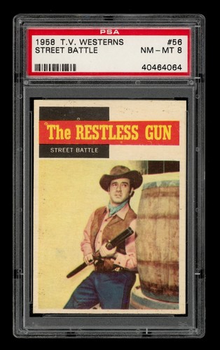 1958 T V Westerns Set-Break # 56 Street Battle PSA 8 NM-MT