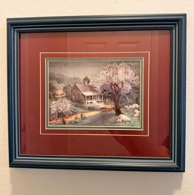 Y2K Framed 3D Paper Diorama American Homestead Spring 1869 Scene Currier & Ives