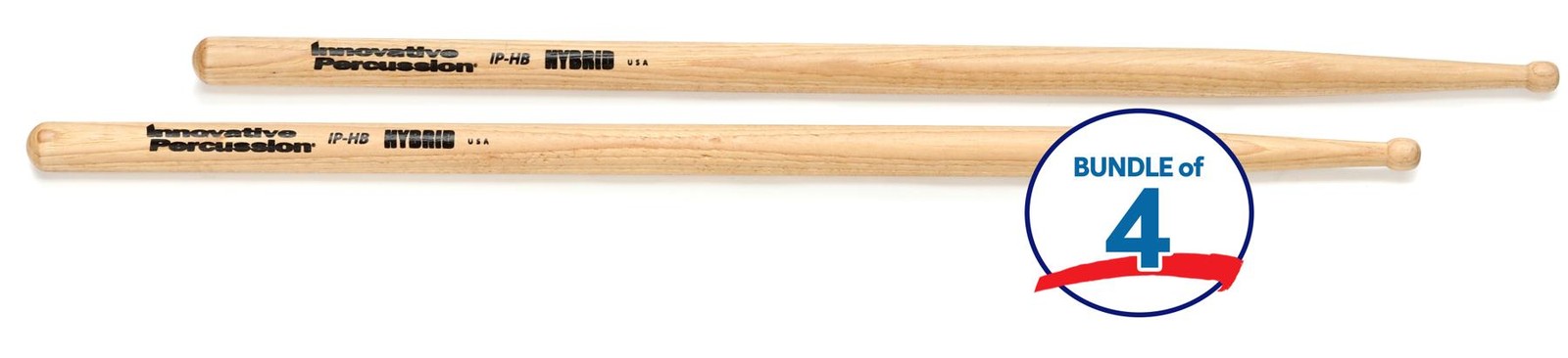 Инновационные ударные палочки Hickory серии IP-HB Innovation Drumsticks 4 упаковки - 7190₽