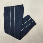 Vintage Nike Track Pants Mens Large Blue Woven Drawstring Zip Lined Y2K Baggy