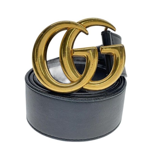 Used GUCCI◆Belt/Leather/BLK/Plain/Men's//