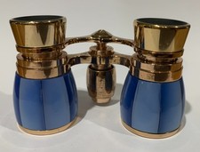 Vintage Carton E64 B208 3x Coated Opera Binoculars Blue/Rose Gold w/Case Japan