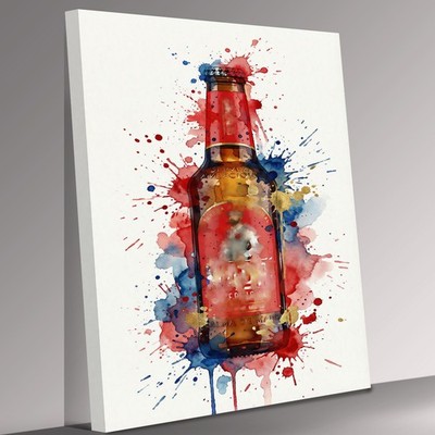Madri Bierflasche Splash Leinwandbild Wandbild Bild