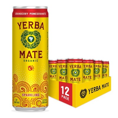 Yerba MateOrganic Sparkling Yerba Mate, Cranberry Pomegranate, 80mg Natural P...