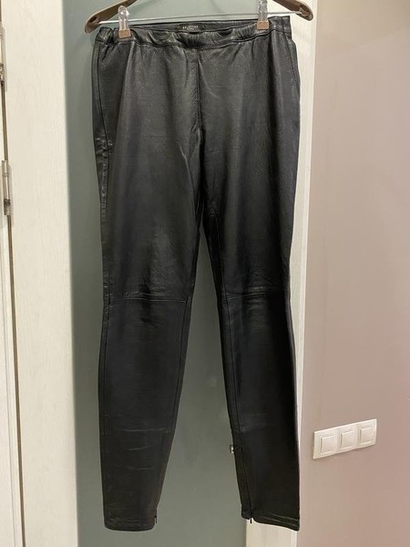 Women Selected Trousers Black Leather M