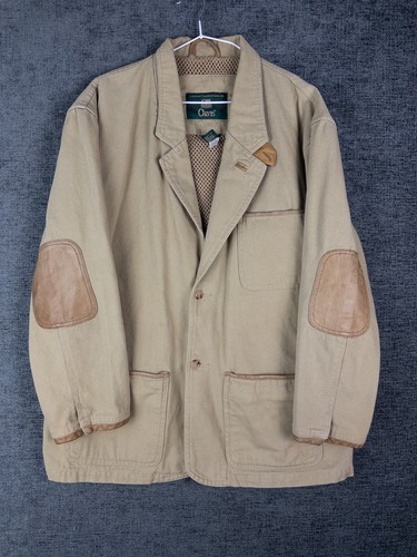 VTG Orvis Hunting Blazer Mens L Brown Elbow Patch Utility Single Breasted Duck