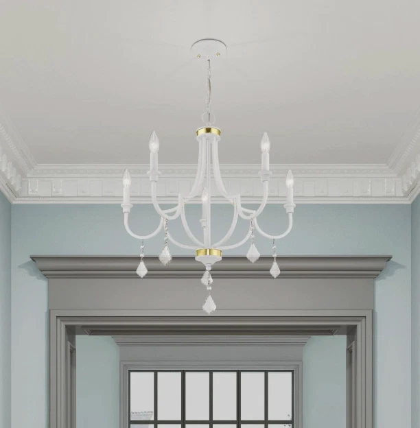 Lámpara de techo blanca Livex Lighting 41275-03 Glendale 5 luces 25 pulgadas Foto 2 de 4