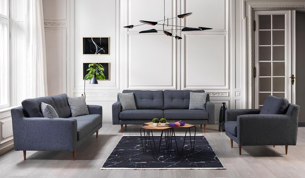 Graue Wohnzimmer Sitzgarnitur LuxuriöSe Sofas Designer Lehnsessel 3Tlg-image