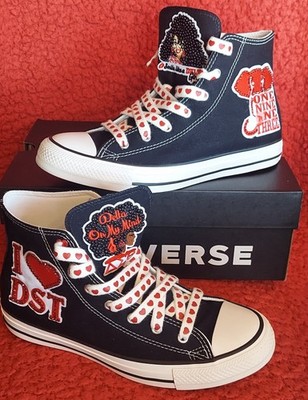 Delta Sigma Theta Bedazzled Custom Converse CTAS Hi A19064F Kid 7/Women9 Blk