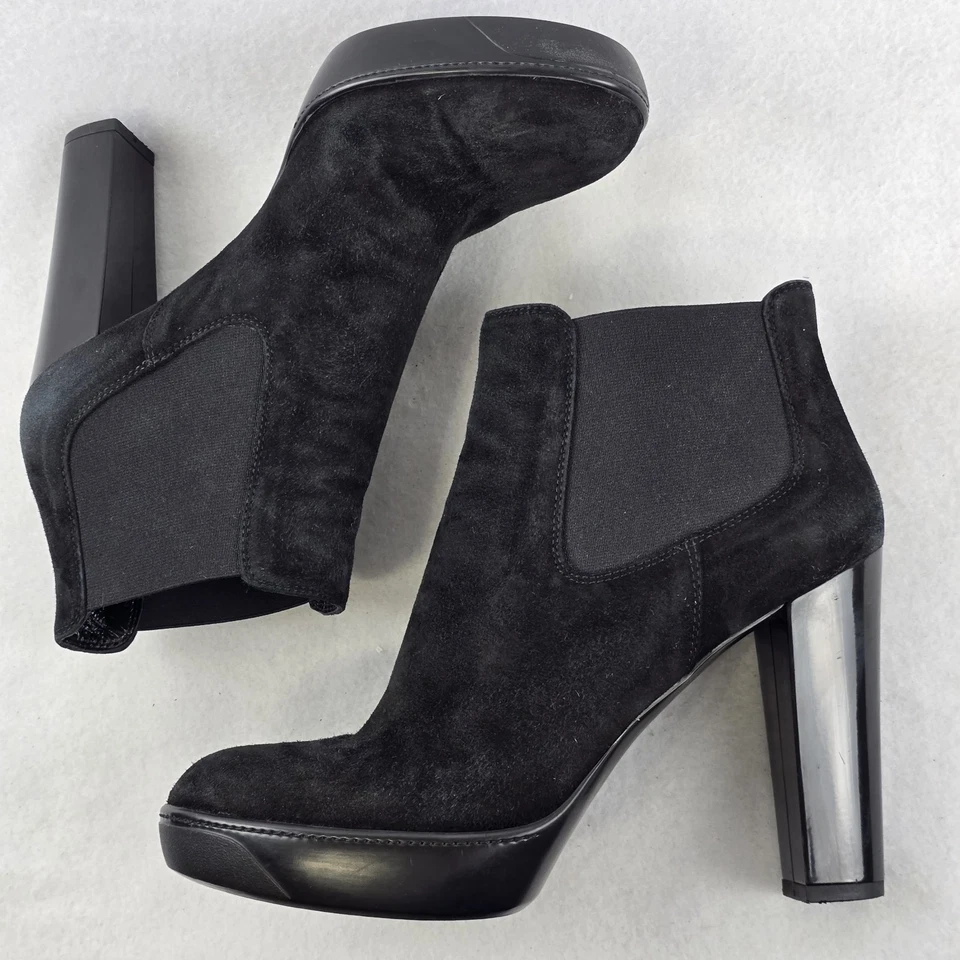 Botines de plataforma de tacón alto HOGAN Opty para mujer negros de gamuza EE. UU. 9 UE 39 Foto 2 de 4