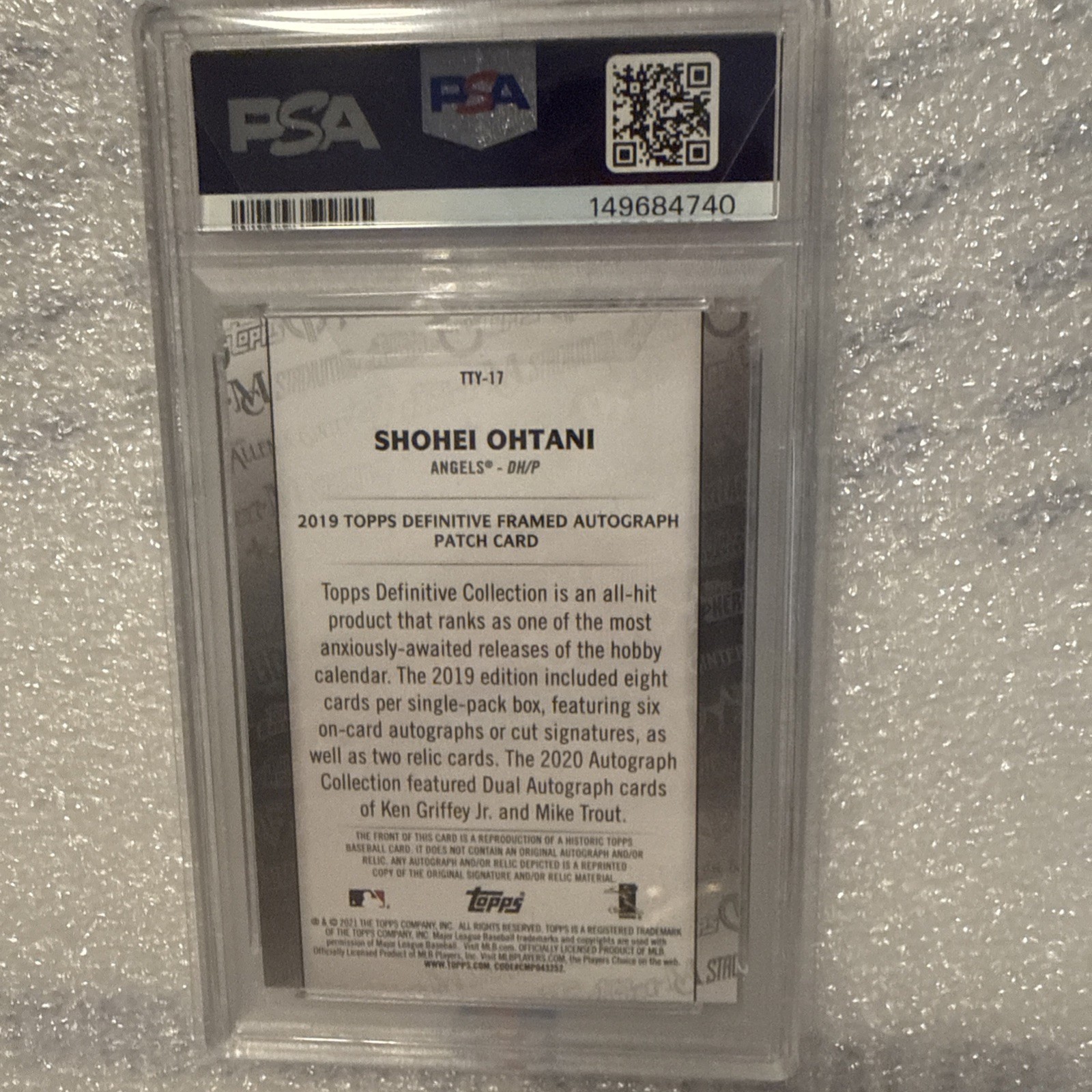 2021 Topps  Through the Years Facsimile Reprints Shohei Ohtani #TTY-17 PSA 10 view 5
