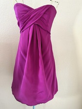 Nicole Miller Silk Strapless Hot Pink Fuchsia Bubble Hem Dress Barbiecore Sz 4