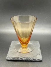 Vintage Utility Glass Amber Footed Dessert Sherbet Cup Dish UV Glow