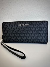New Michael Kors Double Zip Jet Set Wallet, MK Dython Design, Navy