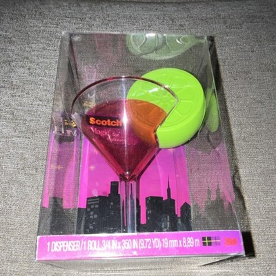 Scotch Magic Tape Dispenser Martini Glass Design Lime Accent 3/4in x 350in Roll