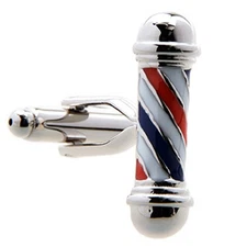 Barber's Pole Barber Pair Cufflinks in a Presentation Gift Box & Polishing Cloth