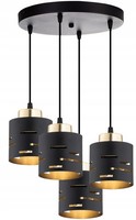 Pendelleuchte Esstisch 4-Flammig Schwarz Gold E27 L:40 Cm HäNgelampe Esszimmer