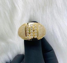 2.50Ct Round Cut White Moissanite Men's Wedding Band Ring 14k Yellow Gold Plated