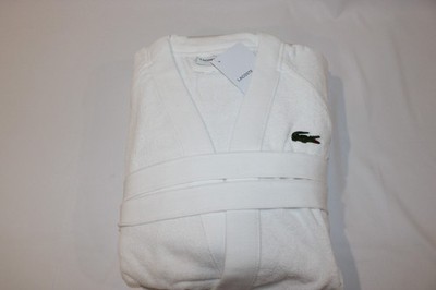 Lacoste Men's White Cotton Classic Terry Bathrobe NEW One Size