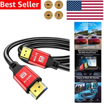 Ultra High Speed HDMI 2.1 Cable 1.5FT - 48Gbps, Supports 8K/4K, Red Aluminum