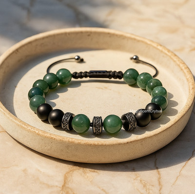 Jade Black Onyx Natural Stone Adjustable Men's Bracelet Jewelry Healing Gifts