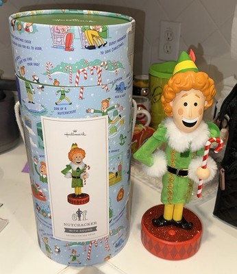 (2) New 2025 Buddy The Elf Nutcracker Figurine with Sound Quotes NIB Hallmark