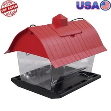 Wild Bird Feeder Hopper Style Red Resin 4.5 lb Capacity Hang Pole Mount New
