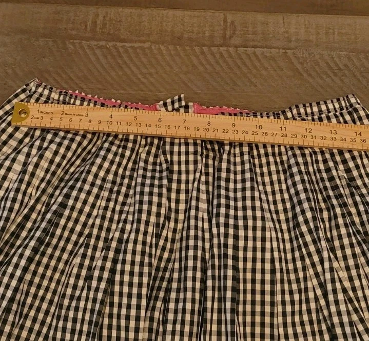 Maxi To Floor Geo años 60 Retro Vintage Cuadros Negro Blanco. Con forro rosa completo Foto 3 de 4