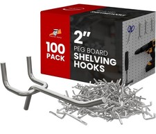 100 Pack PEG Board Pegboard Shelving Hooks 2" Length Wholesale Lot Metal PEG ...