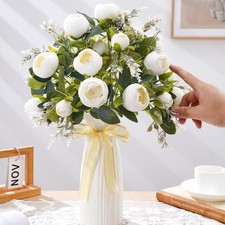 Realistic Peony Bouquet for Wedding Arch Table Decor Plastic Pink White