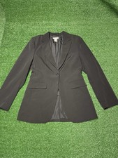H M Women s Black One-Button Lined Blazer Jacket Mid-Length Long Sleeve Size S