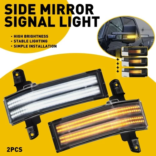 CLEAR Switchback LED Side Mirror Signal Light For 14+ Chevy Silverado GMC Sierra