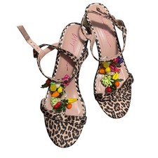 Betsey Johnson Ankle Strap Ball Heels Dress Sandals In Multi Sz 6 Fruity Festive