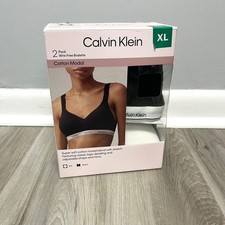 Calvin Klein Bralettes Womens XL Black White 2-Pack Cotton Modal Wire Free New