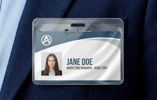 1000 Horizontal ID Badge Holders Pin & Slot Back 3.5x2 Name Tag Clear Bulk Case