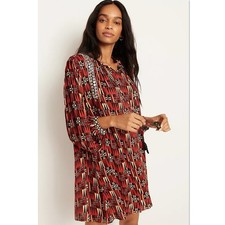 Anthropologie Verb Sarah Tunic Dress Medium NWT Red Embellished Boho Hippie