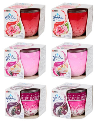 2x Glade Duftkerze im Glas mit Dekorfolie   3 Sorten zur Auswahl   Raumduft