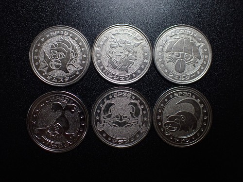 Pokemon Card Meiji Battle Metal Coin x6 Omastar Cloyster Slowpoke etc #6570